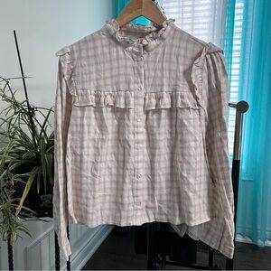 H&M | NWT Divided Pink Ruffle-trimmed Long-sleeves Blouse Medium